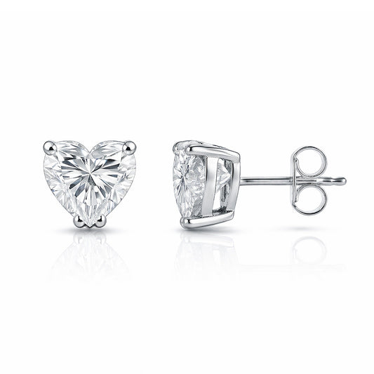 4 ct DEW Certified Treated White Moissanite Solitaire Studs Great Shine 18K Gold Plated