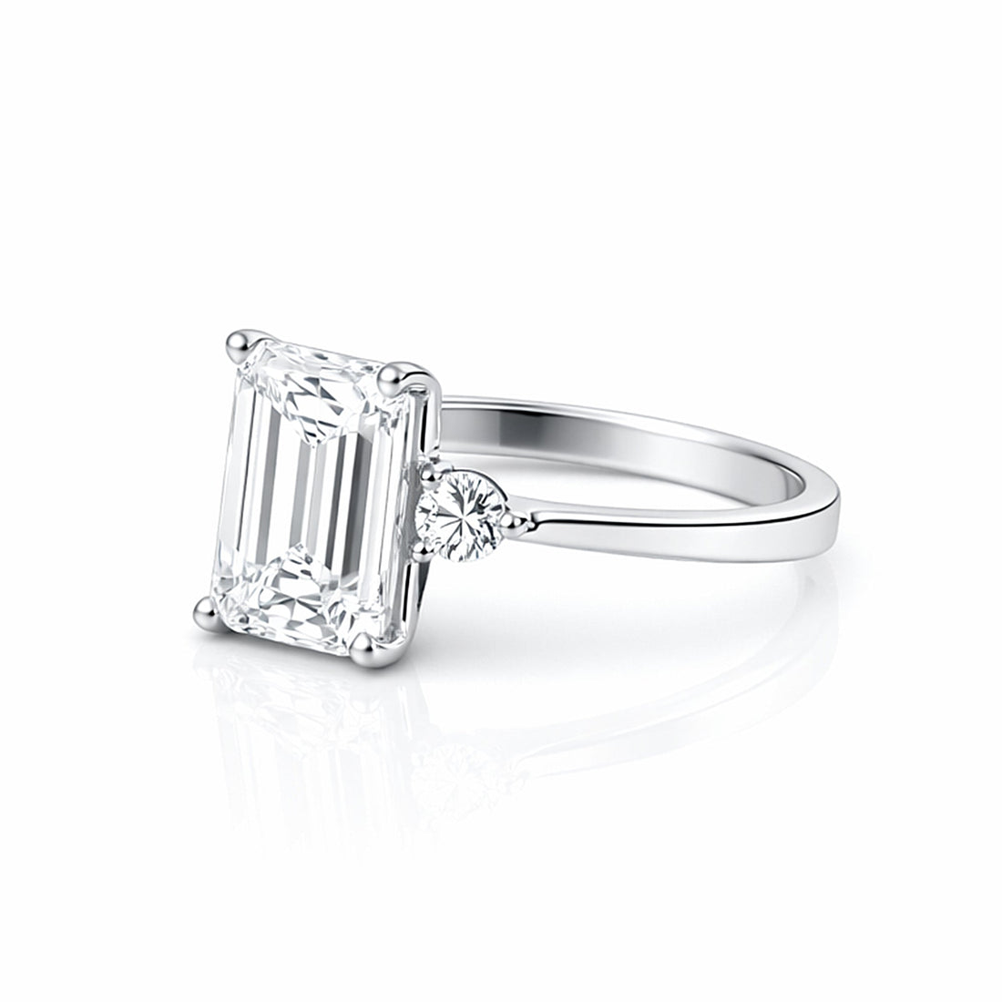 RARE 4.50 ct DEW Radiant Cut Off White Moissanite Ring in Certified 18K Gold Plated Vermeil