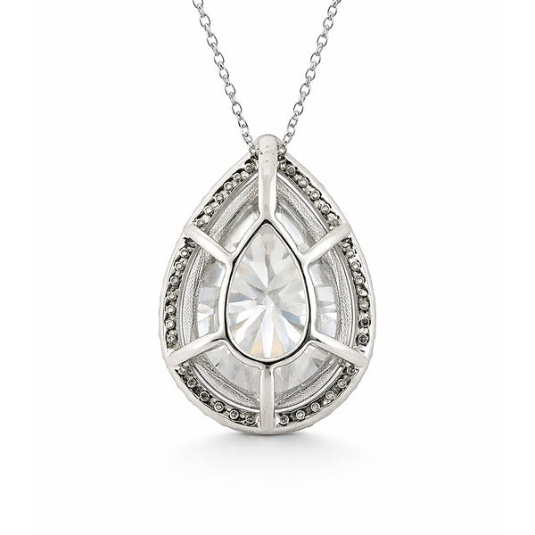 25.50 ct DEW Certified White Moissanite Pendant in 925 Silver – Anniversary Gift