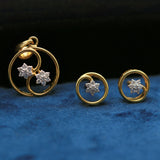 18KT 0.24 Ct. Natural Diamond Pendant And Earrings in Yellow Gold