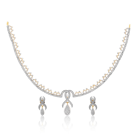 Elegant Diamond Necklace & Earrings Set