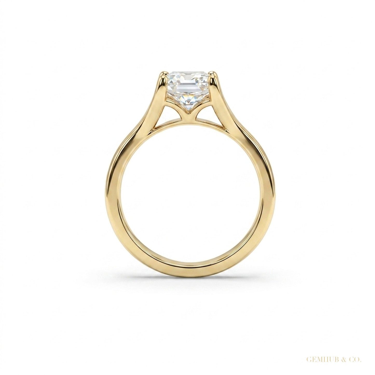 3.08 ct DEW Emerald Cut Moissanite Ring Gift for Her Wedding or Birthday 18K Gold Plate 18K Gold Plated – white background main image
