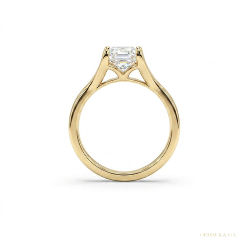 3.08 ct DEW Emerald Cut Moissanite Ring Gift for Her Wedding or Birthday 18K Gold Plate 18K Gold Plated – white background main image