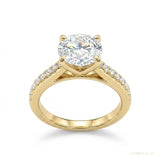 3.10 ct DEW Certified Round Cut Moissanite Solitaire Ring Special Occasion 18K Gold Pla 18K Gold Plated – white background main image