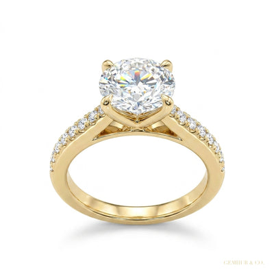 3.10 ct DEW Certified Round Cut Moissanite Solitaire Ring Special Occasion 18K Gold Pla 18K Gold Plated