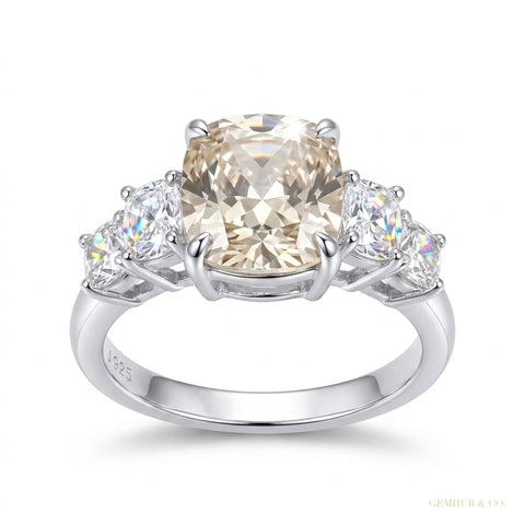 3.18 ct DEW Off White Moissanite Ring Gift for Women – Christmas Sale 18K Gold Plated V 18K Gold Plated – white background main image