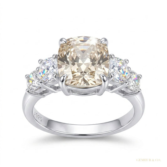 3.18 ct DEW Off White Moissanite Ring Gift for Women – Christmas Sale 18K Gold Plated V 18K Gold Plated – white background main image