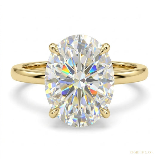 3.20 ct DEW Oval Cut Off White Moissanite Ring Certified Fine Jewellery 18K Gold Plated V 18K Gold Plated – white background main image