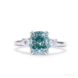 3.20 ct DEW Round Blue Moissanite Solitaire Ring in – Bridal Jewellery 18K Gold Plated Vermeil – white background main image