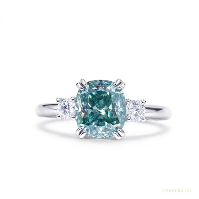 3.20 ct DEW Round Blue Moissanite Solitaire Ring in – Bridal Jewellery 18K Gold Plated Ve 18K Gold Plated