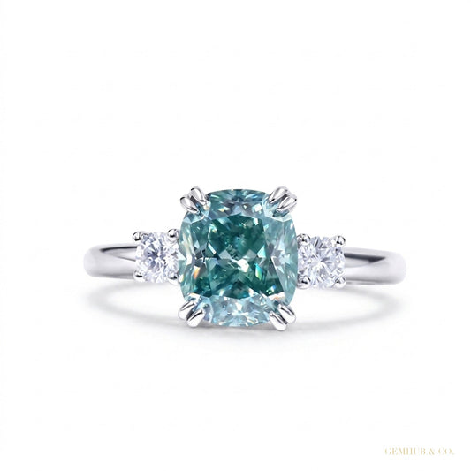 3.20 ct DEW Round Blue Moissanite Solitaire Ring in – Bridal Jewellery 18K Gold Plated Ve 18K Gold Plated – white background main image
