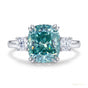 3.20 ct DEW Round Cut Blue Moissanite Solitaire Ring in Certified 18K Gold Plated Verme 18K Gold Plated