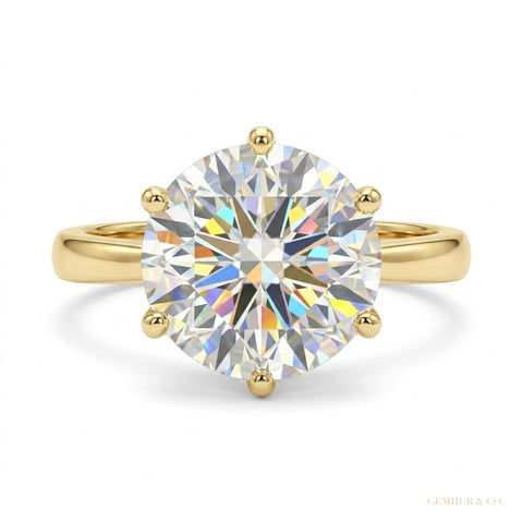 3.25 ct DEW Portuguese Cut White Moissanite Solitaire Ring – Xmas Gift 18K Gold Plated 18K Gold Plated – white background main image