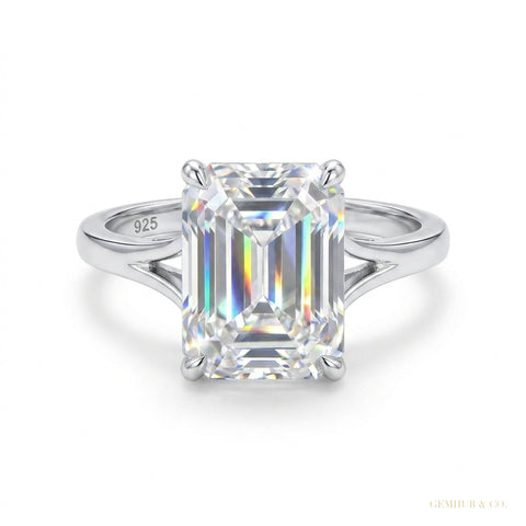 3.25 ct DEW Round Off White Moissanite Solitaire Ring in – Elegant Gift 18K Gold Plated – white background main image
