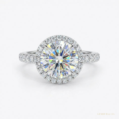 3.25 ct DEW Round Off White Moissanite Solitaire Ring in – Gift Pick 18K Gold Plated Ve 18K Gold Plated – white background main image