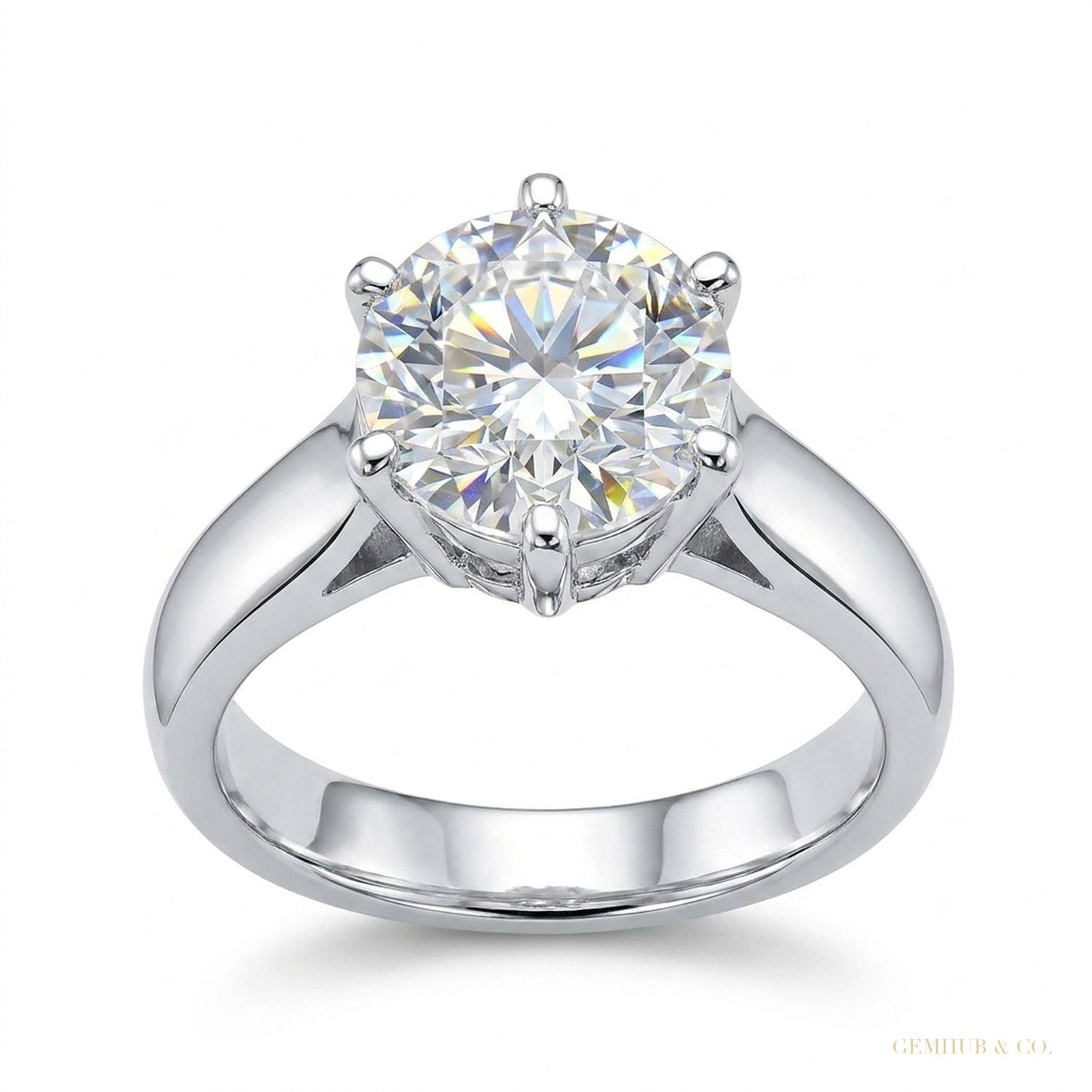 3.30 ct DEW Round Cut White Moissanite Halo Ring in Gift for Engagement 18K Gold Plated – white background main image
