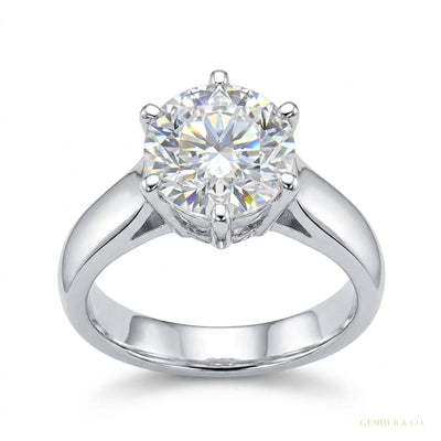 3.30 ct DEW Round Cut White Moissanite Halo Ring in Gift for Engagement 18K Gold Plated