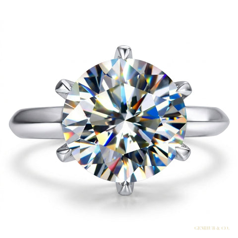 3.50 ct DEW Certified Round Cut Moissanite Holiday Ring for Her 18K Gold Plated – white background main image