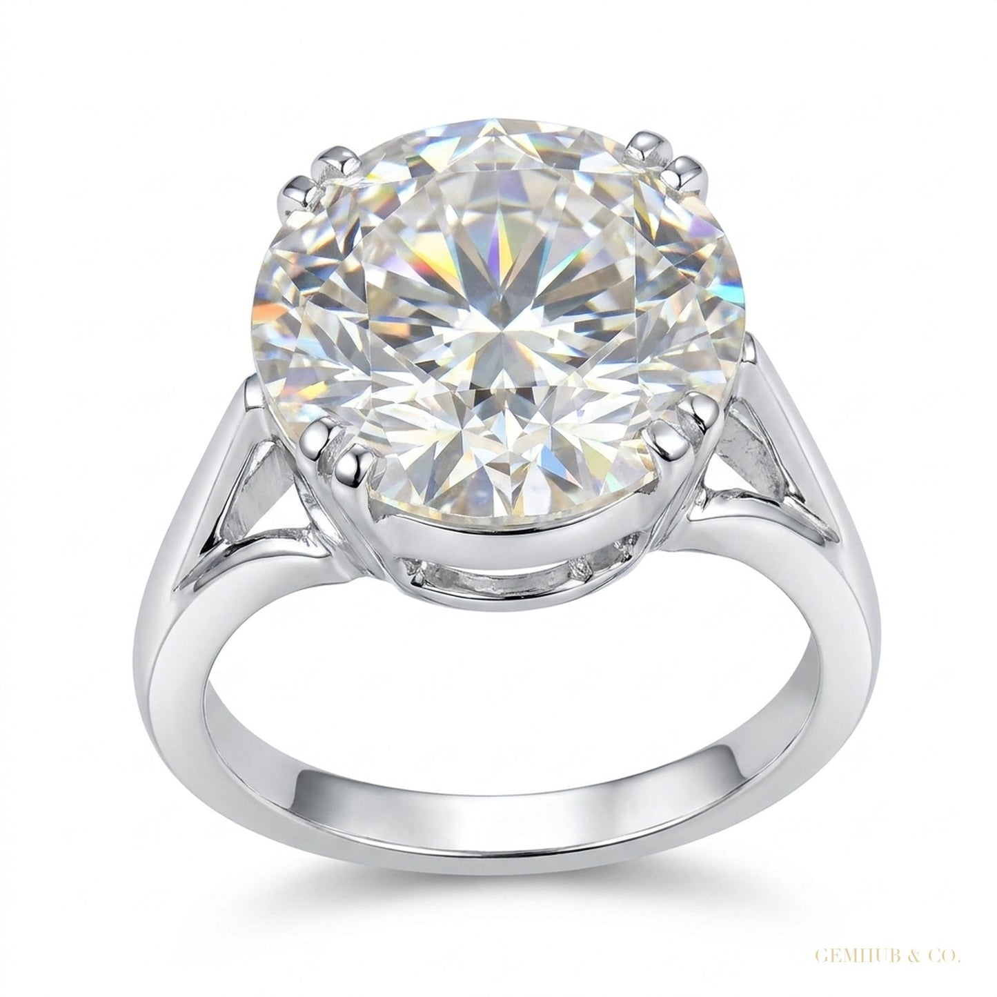 3.50 ct DEW Certified Round Cut White Moissanite Solitaire Ring In 18K Gold Plated Verm 18K Gold Plated – white background main image