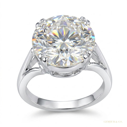 3.50 ct DEW Certified Round Cut White Moissanite Solitaire Ring In 18K Gold Plated Verm 18K Gold Plated – white background main image