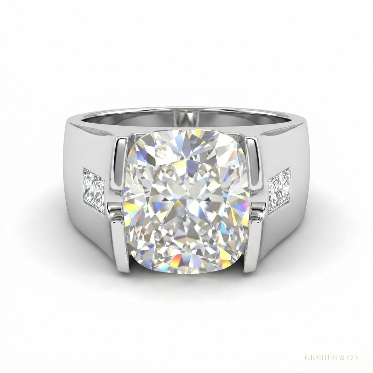 3.50 ct DEW Certified White Moissanite Ring in – Christmas Gift for Her 18K Gold Plated – white background main image