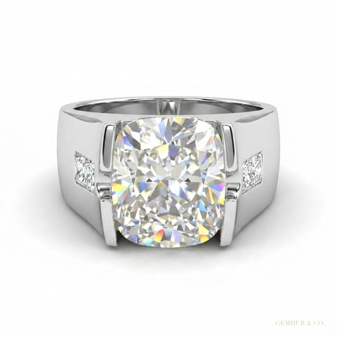 3.50 ct DEW Certified White Moissanite Ring in – Christmas Gift for Her 18K Gold Plated – white background main image