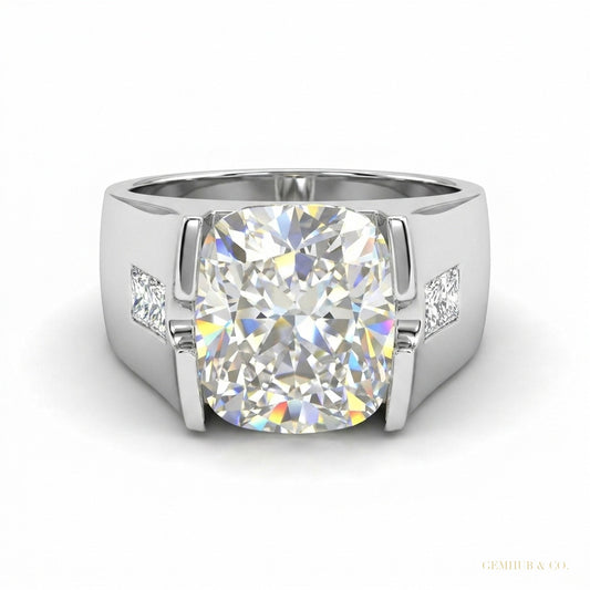 3.50 ct DEW Certified White Moissanite Ring in – Christmas Gift for Her 18K Gold Plated – white background main image