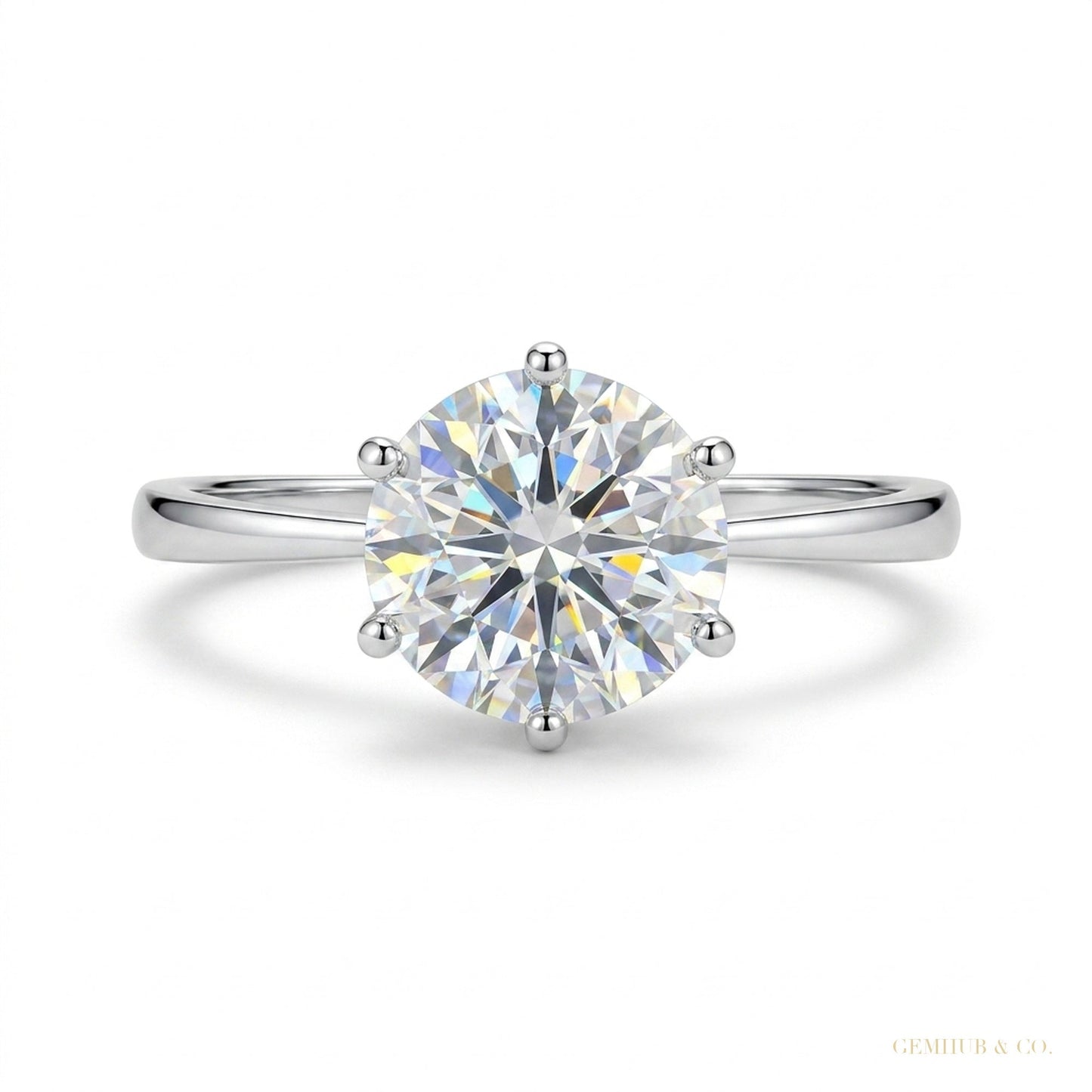 3.50 ct DEW Certified White Round Cut Moissanite Solitaire Ring 18K Gold Plated – white background main image