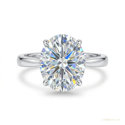 3.50 ct DEW Oval Cut White Solitaire Moissanite in Engagement Ring 18K Gold Plated Verm 18K Gold Plated