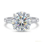 3.50 ct DEW Round Cut Treated Moissanite Engagement Ring in Certified 18K Gold Plated V 18K Gold Plated