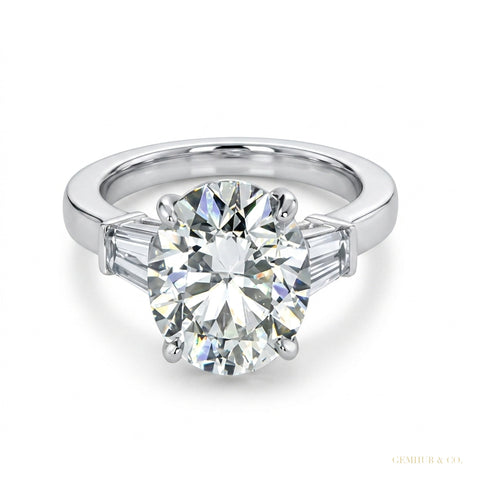 3.50 ct DEW Round Moissanite Solitaire Ring Bridal Wedding Gift for Women 18K Gold Plat 18K Gold Plated – white background main image