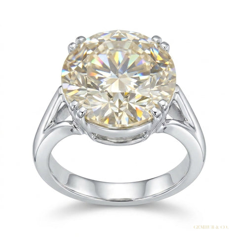 3.50 Cts Certified Round Cut White Moissanite Solitaire Ring In 18K Gold Plated Ver 18K Gold Plated – white background main image