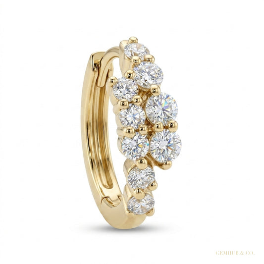 0.50Ct Round Natural GH/SI Diamond Hoop Women's Earrings Solid 14k Yellow Gold – white background main image