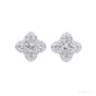 Round Natural GH/SI Diamond 0.40Ct Clover Stud Daily Wear Earring 14k White Gold