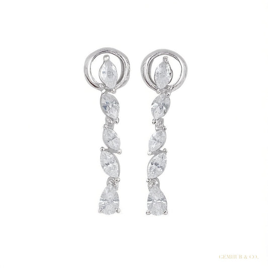 Certified Natural Diamond Tiny Drop Dangle Earrings For Women 14k Gold Pear Cut – white background main image