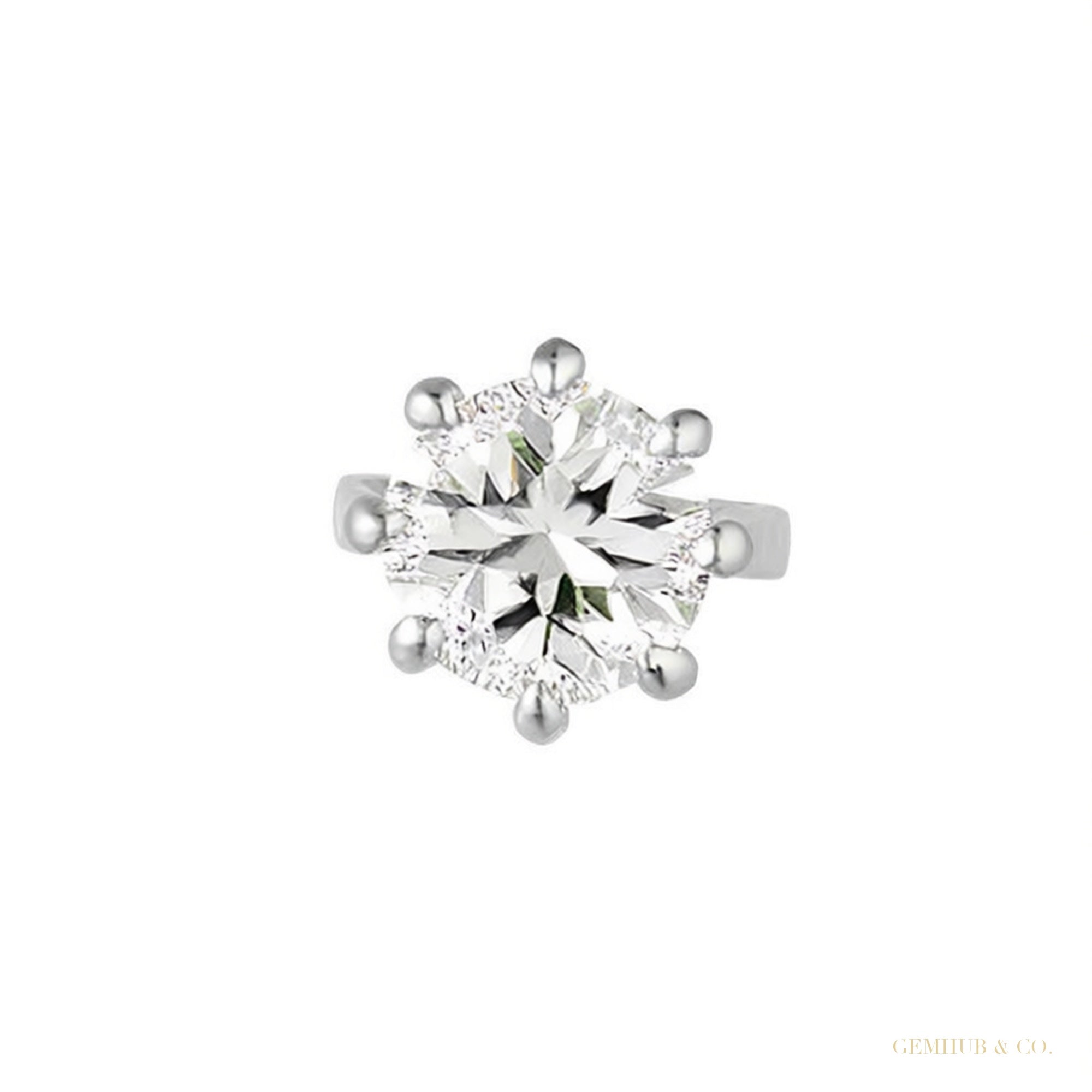 Round Cut Natural Diamond Women's 6 Prong Set Stud Earrings 14k White Gold – white background main image
