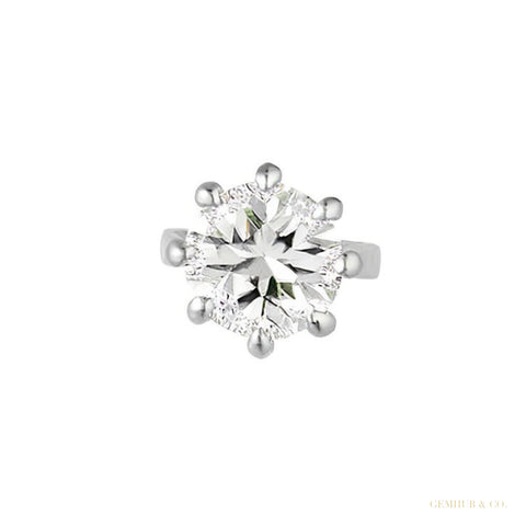 Round Cut Natural Diamond Women's 6 Prong Set Stud Earrings 14k White Gold – white background main image