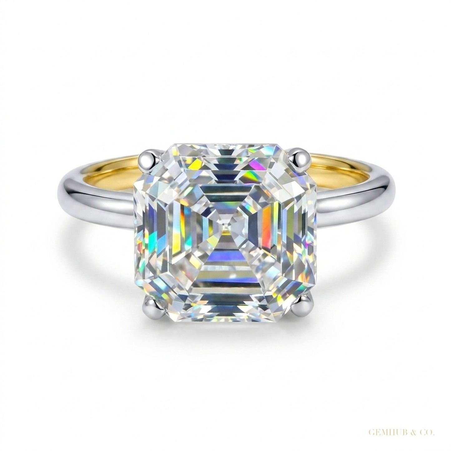 3.60 ct DEW Solitaire Moissanite Ring Elegant Gift for Wife or Anniversary 18K Gold Pla 18K Gold Plated – white background main image