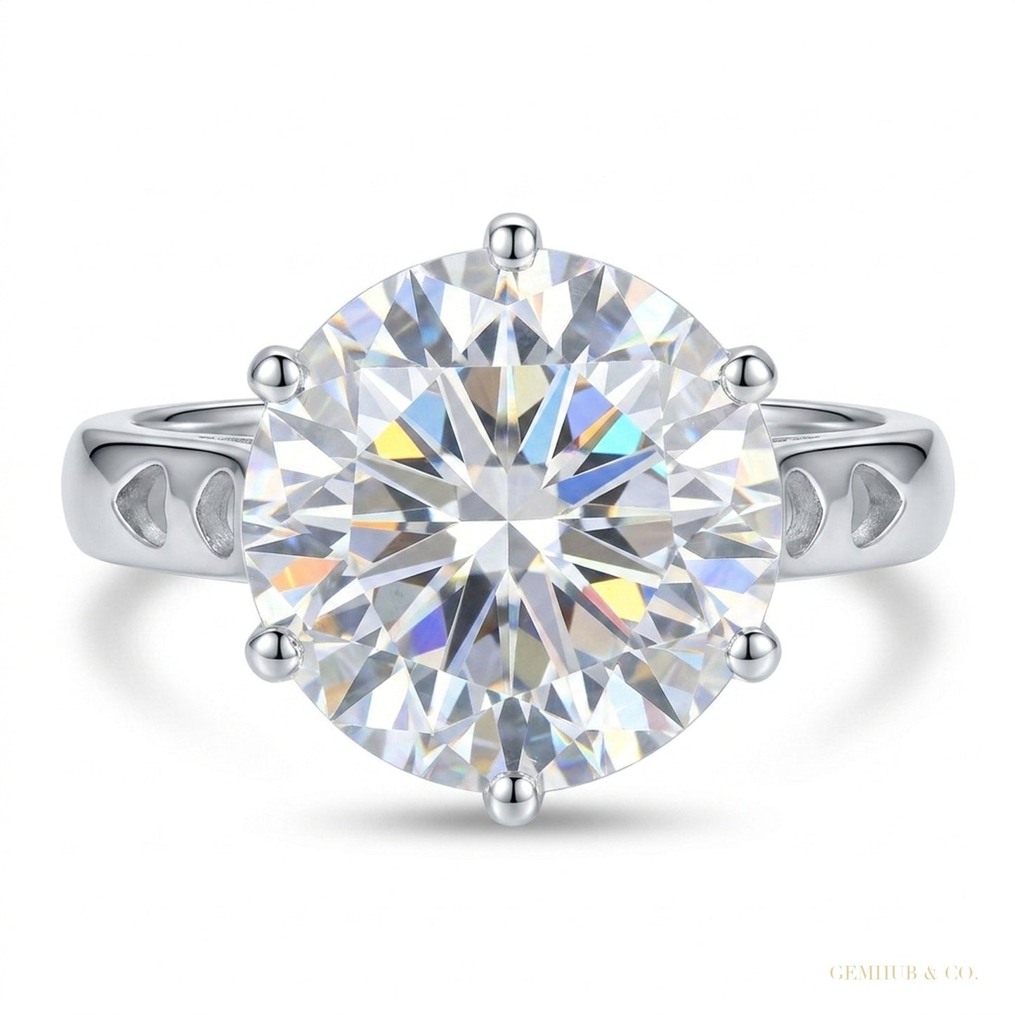3.65 ct DEW Certified White Moissanite Ring in – Christmas Gift Jewellery 18K Gold Plated – white background main image