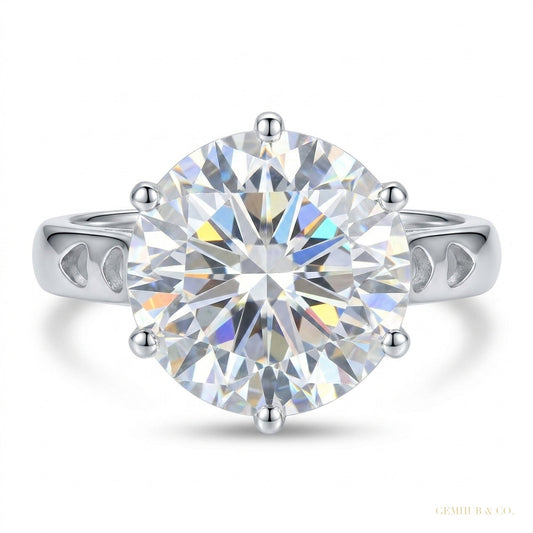 3.65 ct DEW Certified White Moissanite Ring in – Christmas Gift Jewellery 18K Gold Plated – white background main image