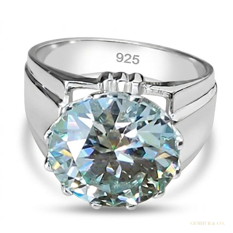 3.65ct Certified VS1 White Moissanite Solitaire Ring For Women 18K Gold Plated Verm 18K Gold Plated – white background main image