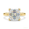 3.70 ct DEW Certified White Moissanite Asscher Cut Solitaire Rings 18K Gold Plated Verm 18K Gold Plated – white background main image