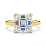 3.70 ct DEW Certified White Moissanite Asscher Cut Solitaire Rings 18K Gold Plated Vermeil – white background main image