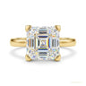 3.70 ct DEW Certified White Moissanite Asscher Cut Solitaire Rings 18K Gold Plated Vermeil in 18K Gold Plated Vermeil