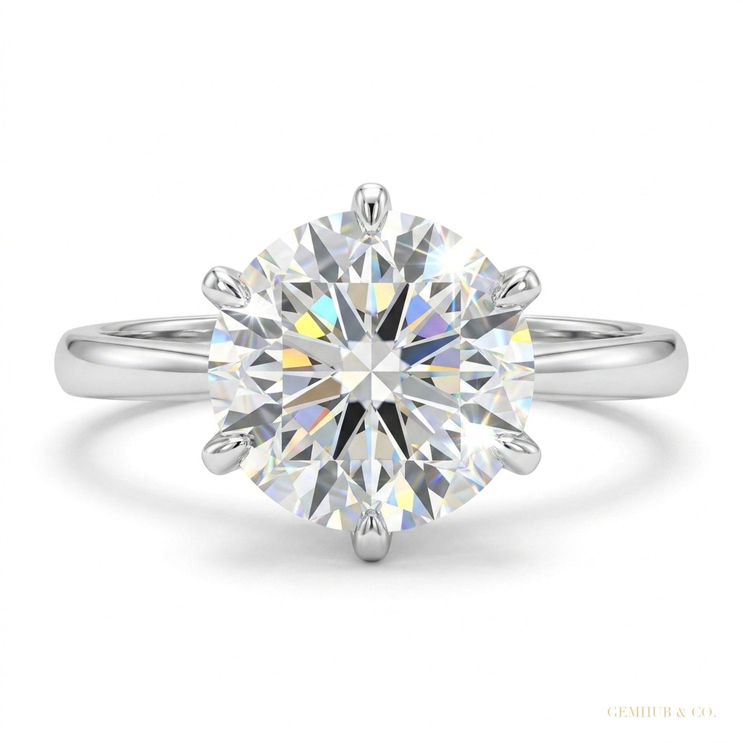 3.70 ct DEW Certified White Moissanite Statement Ring – Christmas Deal 18K Gold Plated 18K Gold Plated – white background main image