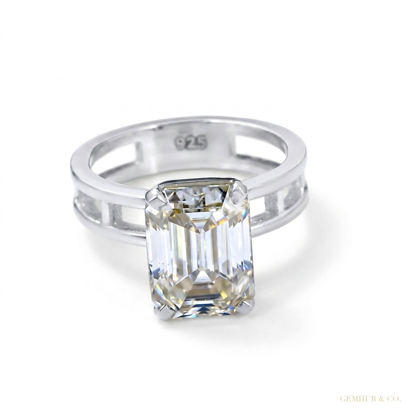 3.80 ct DEW Off White Moissanite Solitaire Ring – Wedding Gift Idea 18K Gold Plated Ver 18K Gold Plated – white background main image