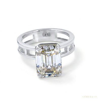 3.80 ct DEW Off White Moissanite Solitaire Ring – Wedding Gift Idea 18K Gold Plated Vermeil