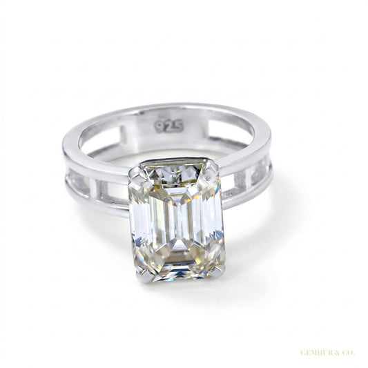 3.80 ct DEW Off White Moissanite Solitaire Ring – Wedding Gift Idea 18K Gold Plated Ver 18K Gold Plated – white background main image