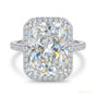 3.95 ct DEW Certified Radiant Cut Off White Moissanite Ring – Gift for Her 18K Gold Pla 18K Gold Plated