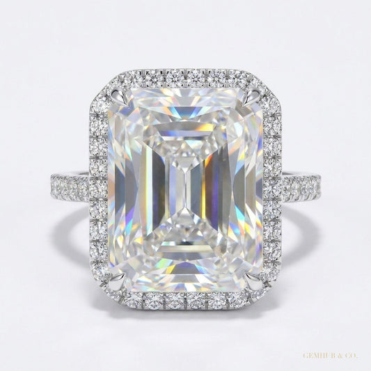 3.95 ct DEW Certified Radiant Cut Solitaire White Moissanite Ring 18K Gold Plated Verme 18K Gold Plated – white background main image